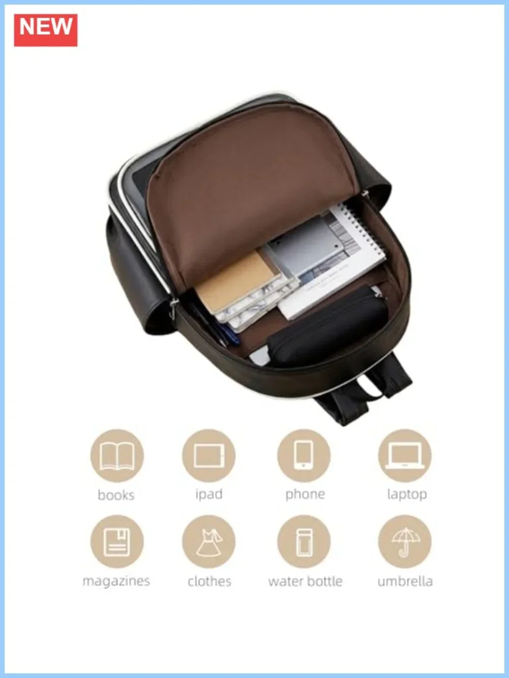 Kawaii Ita Bag Backpack PU Leather Pin Display Y2K School Bookbag 13